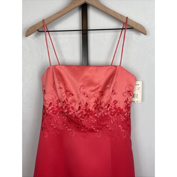 NEW Vintage Betsy & Adam Embroidered Midi Dress Women's 10 Pink Ombre Formal - Picture 2 of 10